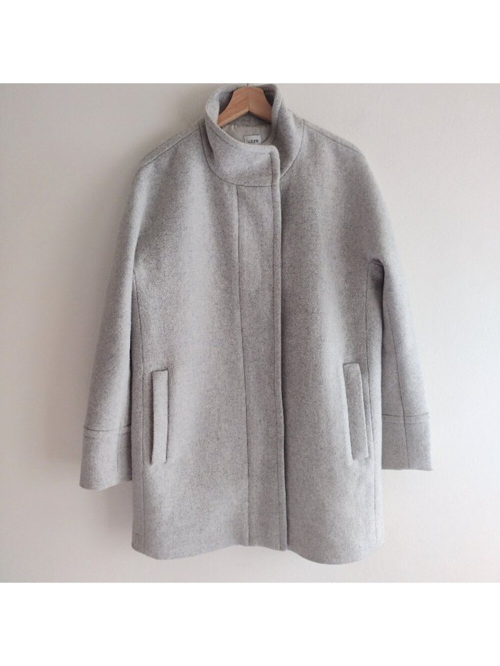 J Crew Womens Wool Blend Coat 12 Gray Funnel Collar Heavy Winter Jacket